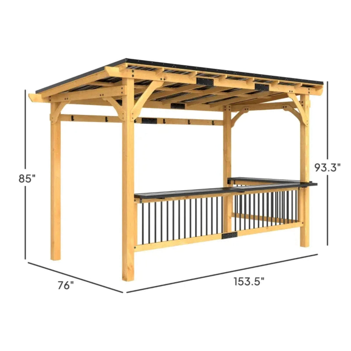 6’ x 13’ Alora Premium Outdoor Hardtop Wooden BBQ Grill Gazebo (SAK97420)