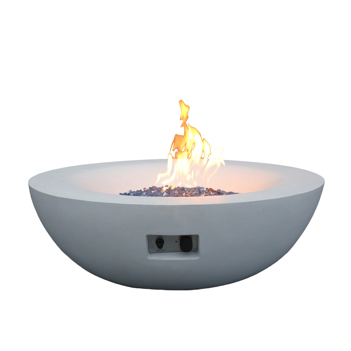42" Round Propane Fire Pit Bowl – Concrete, Antique White