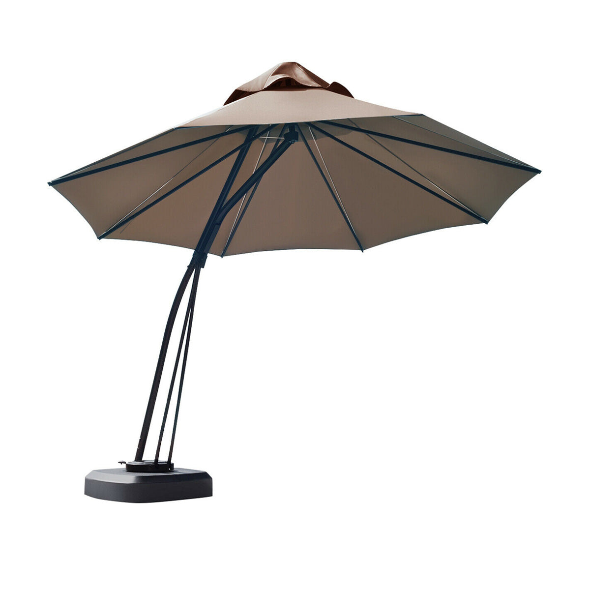 11' Grand Cantilever Umbrella – Premium 360° Rotating Sunshade with Integrated Wheeled Base