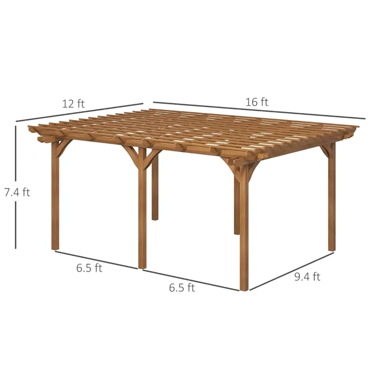 9' x 12' Alora Premium Outdoor Wooden Grape Trellis Pergola (SAK18579)