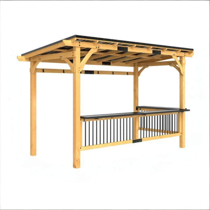 6’ x 13’ Alora Premium Outdoor Hardtop Wooden BBQ Grill Gazebo (SAK97420)