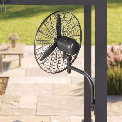 9' x 12' Alora Premium Outdoor Electric Motorized Louvered Pergola With Built-In LED Lights & Fan (SAK53841)