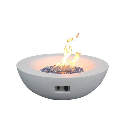 42" Round Propane Fire Pit Bowl – Concrete, Antique White