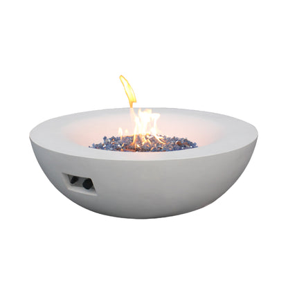 42" Round Propane Fire Pit Bowl – Concrete, Antique White