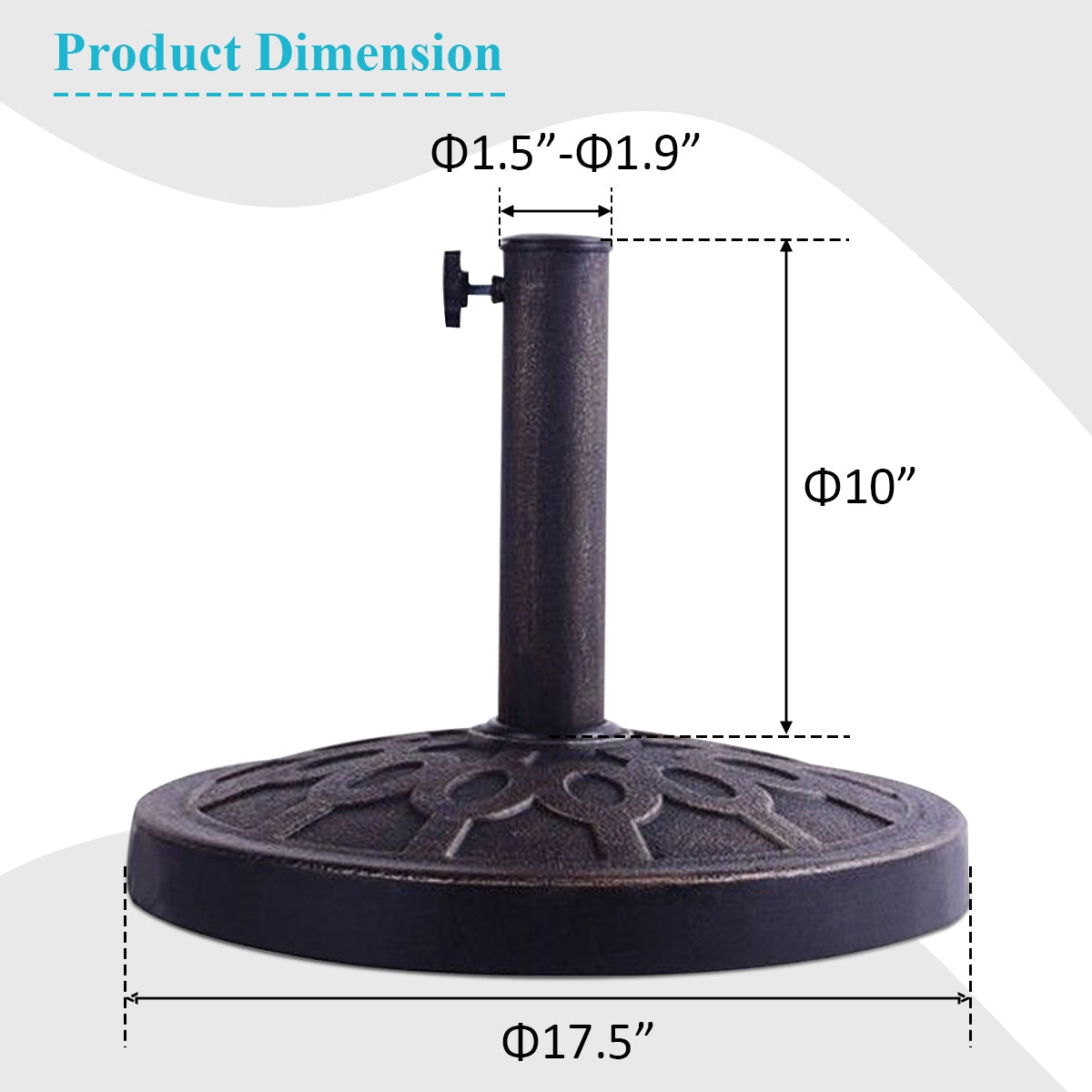 30-Lb. Heavy-Duty Outdoor Patio Umbrella Base, 18-In. Market Umbrella Stand for Patio, Deck and Backyard