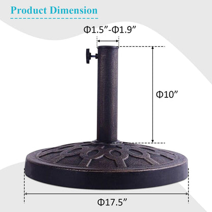 30-Lb. Heavy-Duty Outdoor Patio Umbrella Base, 18-In. Market Umbrella Stand for Patio, Deck and Backyard