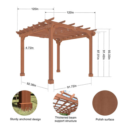 Alora Outdoor Cedar Wood Patio Pergola With Slatted Trellis Roof (SAK92150)