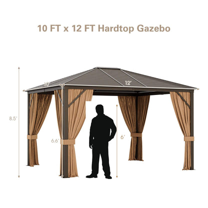 10’ x 12’ Alora Premium Outdoor Hardtop Patio Gazebo With Galvanized Steel Top & Aluminum Frame (SAK74065)