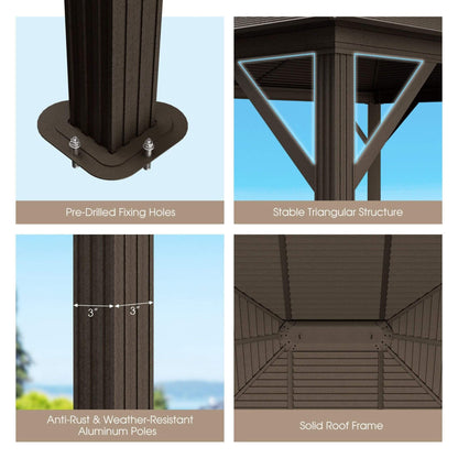 10’ x 12’ Alora Premium Outdoor Hardtop Patio Gazebo With Galvanized Steel Top & Aluminum Frame (SAK74065)