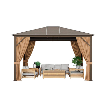 10’ x 12’ Alora Premium Outdoor Hardtop Patio Gazebo With Galvanized Steel Top & Aluminum Frame (SAK74065)