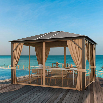 10’ x 12’ Alora Premium Outdoor Hardtop Patio Gazebo With Galvanized Steel Top & Aluminum Frame (SAK74065)