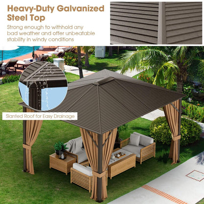10’ x 12’ Alora Premium Outdoor Hardtop Patio Gazebo With Galvanized Steel Top & Aluminum Frame (SAK74065)