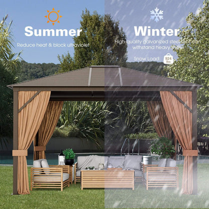 10’ x 12’ Alora Premium Outdoor Hardtop Patio Gazebo With Galvanized Steel Top & Aluminum Frame (SAK74065)