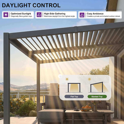 10' x 14' Alora Modern Louvered Aluminum Pergola With Sloped Roof (SAK44815)