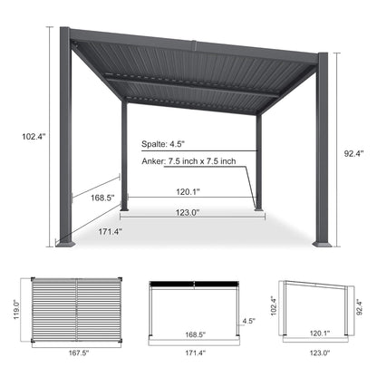 10' x 14' Alora Modern Louvered Aluminum Pergola With Sloped Roof (SAK44815)