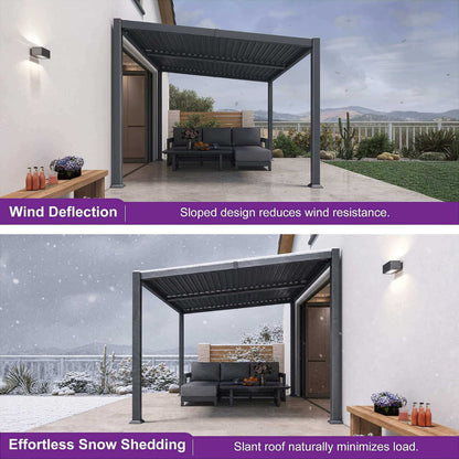 10' x 14' Alora Modern Louvered Aluminum Pergola With Sloped Roof (SAK44815)