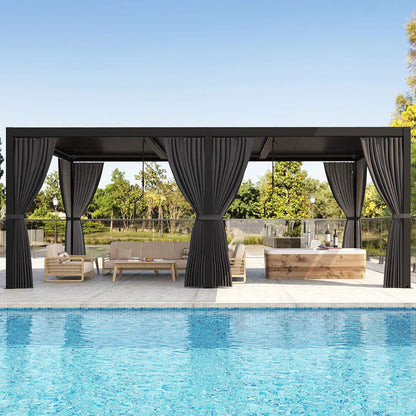 10' x 20' Alora Premium Louvered Pergola With Curtains And Netting (SAK67041)