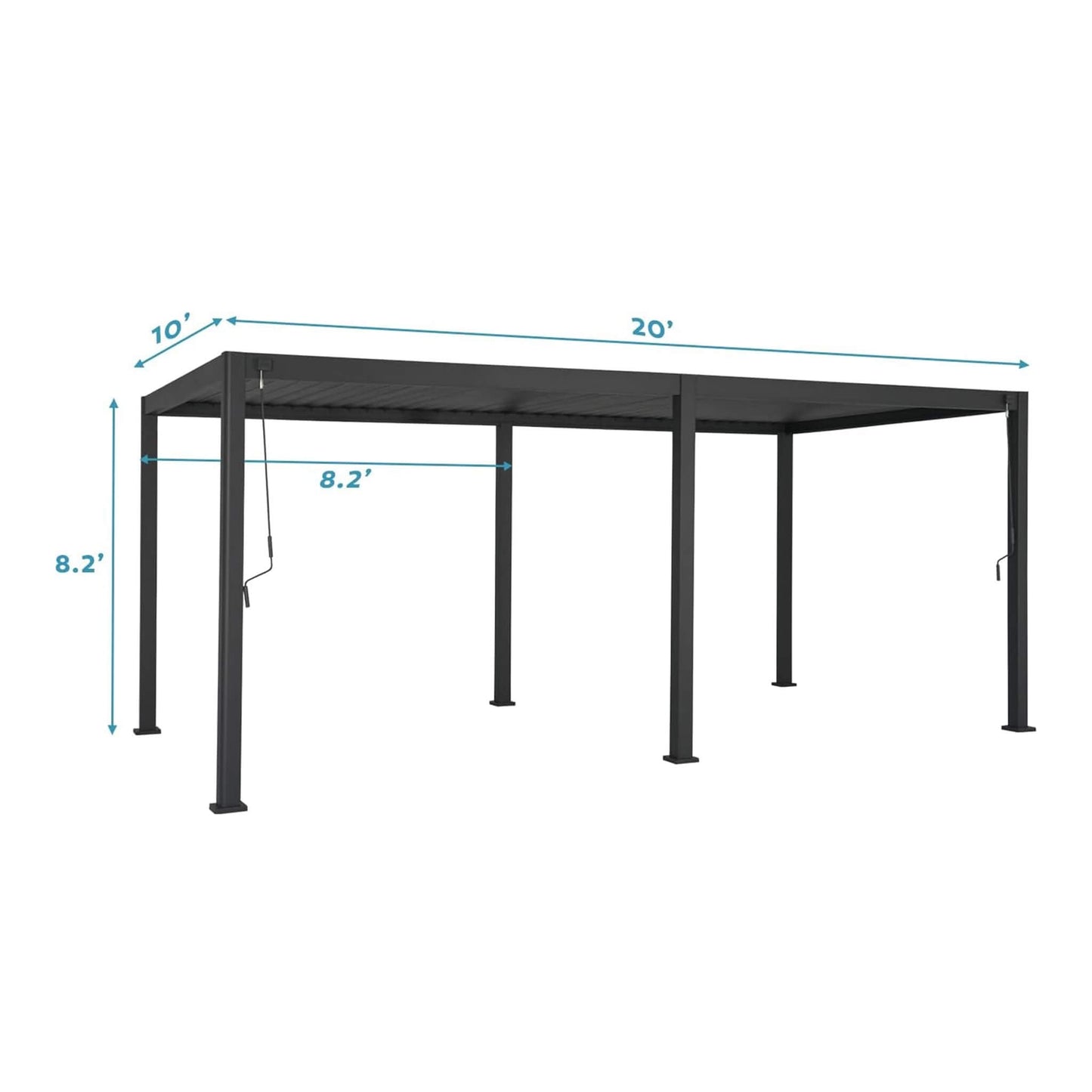 10' x 20' Alora Modern Outdoor Adjustable Charcoal Louvered Pergola With Screens And Built-In Drainage (SAK64973)