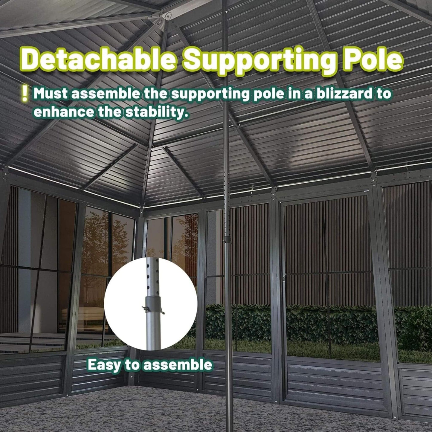 11’ x 14’ Alora Meridian Premium Four Season Outdoor Aluminum Hardtop Gazebo Sunroom With Galvanized Steel Roof, Sliding Doors And Movable PVC Screen Walls (SAK88776)