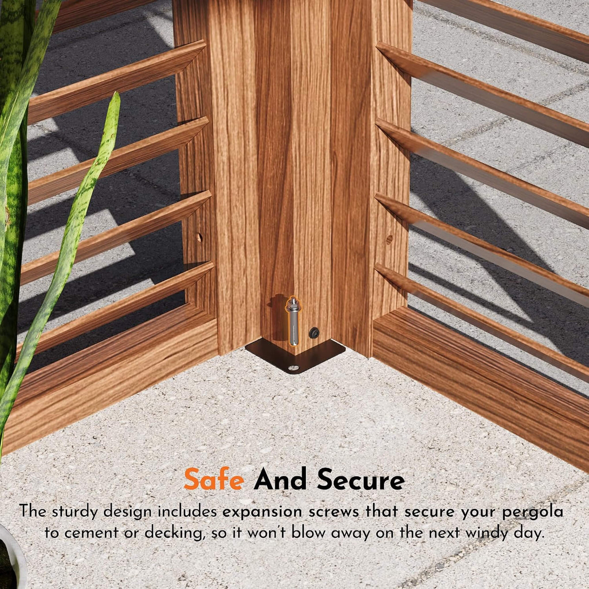 12' x 12' Alora Premium Outdoor Wood Grain Louvered Pergola With Integrated Drainage (SAK74256)