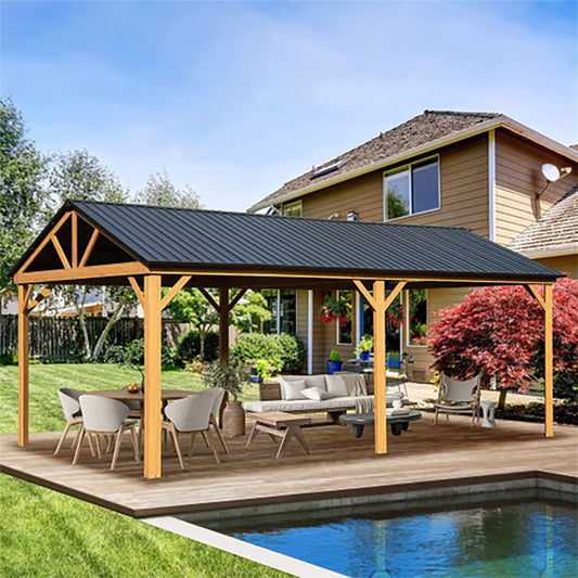 12’ x 20’ Alora Premium Outdoor Double-Layer Galvanized Steel Hardtop Gazebo For Patio (SAK46095)