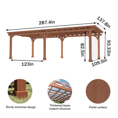Alora Outdoor Cedar Wood Patio Pergola With Slatted Trellis Roof (SAK92150)