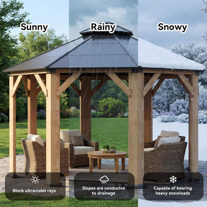 13’ x 13’ Alora Premium All-Weather Octagonal Double Hardtop Cedar Wood Gazebo (SAK42795)