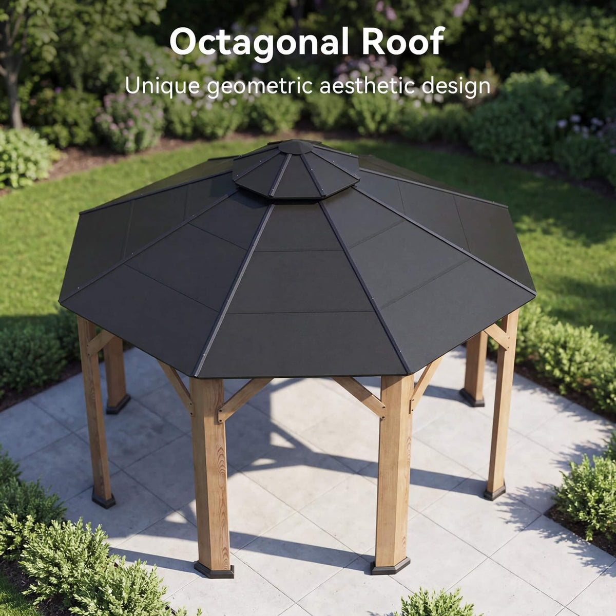 13’ x 13’ Alora Premium All-Weather Octagonal Double Hardtop Cedar Wood Gazebo (SAK42795)