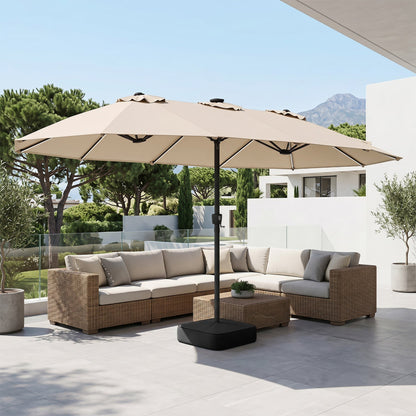 15.5’ Patio Umbrella with Solar LED Lights and Base