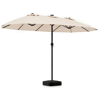15.5’ Patio Umbrella with Solar LED Lights and Base