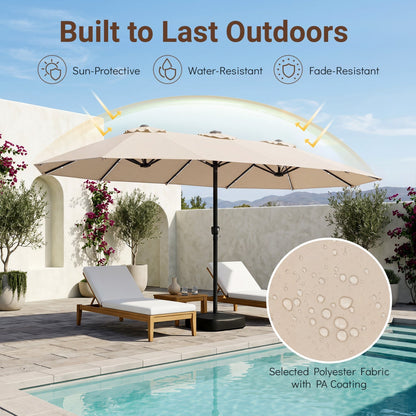 15.5’ Patio Umbrella with Solar LED Lights and Base