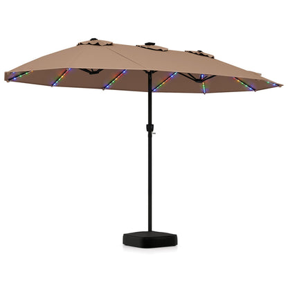 15.5’ Patio Umbrella with Solar LED Lights and Base