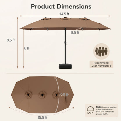 15.5’ Patio Umbrella with Solar LED Lights and Base