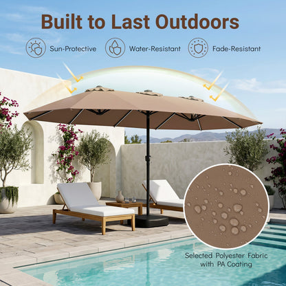 15.5’ Patio Umbrella with Solar LED Lights and Base