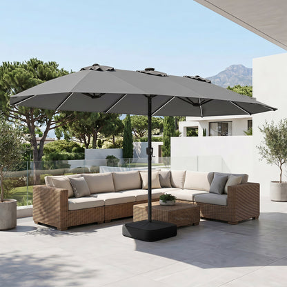 15.5’ Patio Umbrella with Solar LED Lights and Base