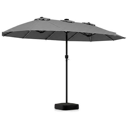 15.5’ Patio Umbrella with Solar LED Lights and Base