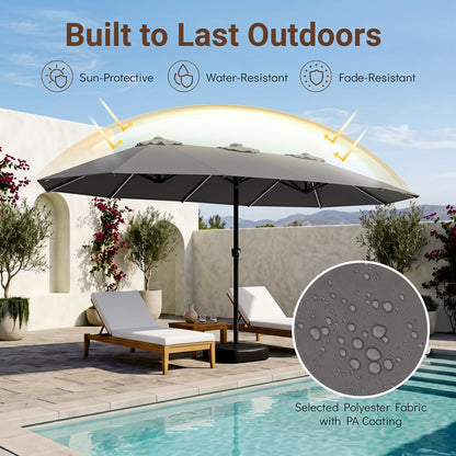 15.5’ Patio Umbrella with Solar LED Lights and Base