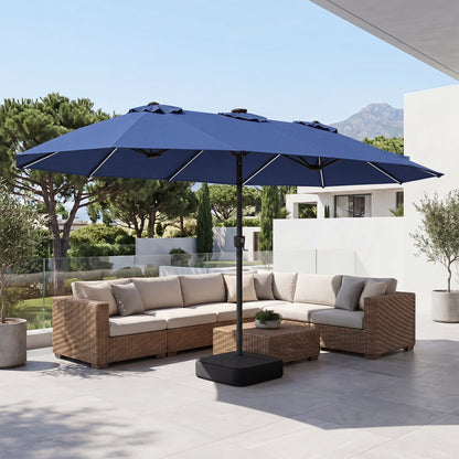 15.5’ Patio Umbrella with Solar LED Lights and Base