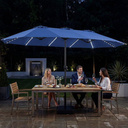 15.5’ Patio Umbrella with Solar LED Lights and Base