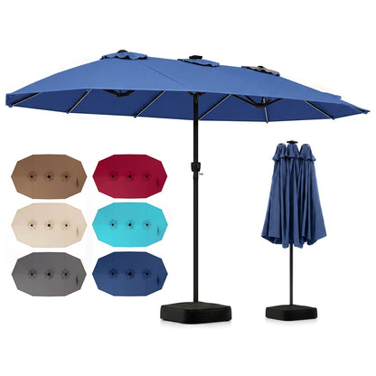 15.5’ Patio Umbrella with Solar LED Lights and Base