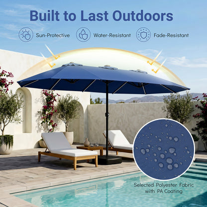 15.5’ Patio Umbrella with Solar LED Lights and Base