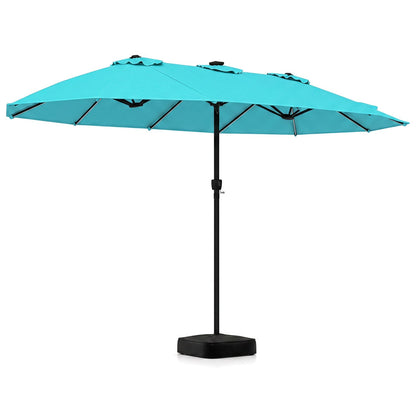 15.5’ Patio Umbrella with Solar LED Lights and Base