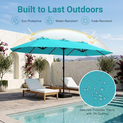 15.5’ Patio Umbrella with Solar LED Lights and Base
