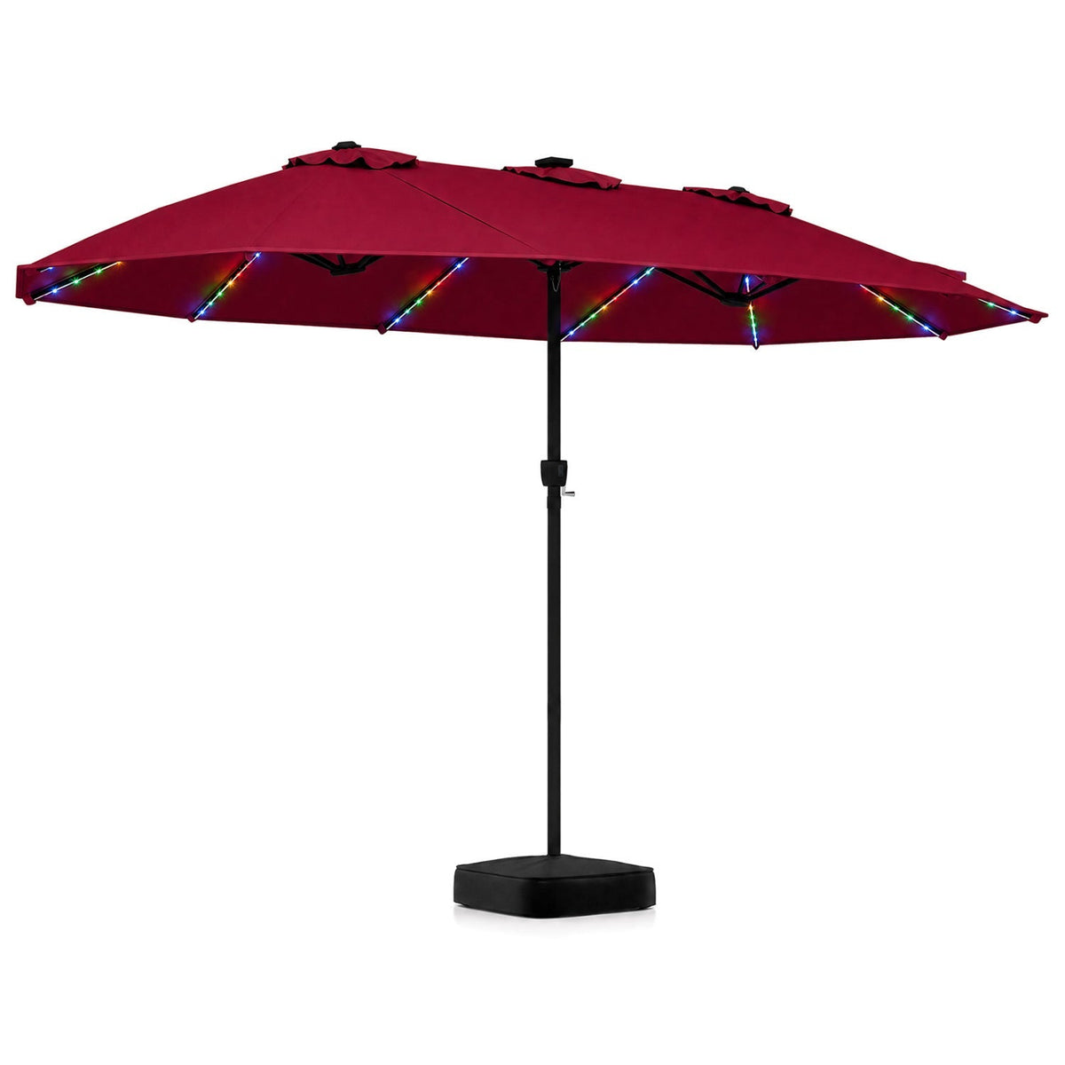 15.5’ Patio Umbrella with Solar LED Lights and Base