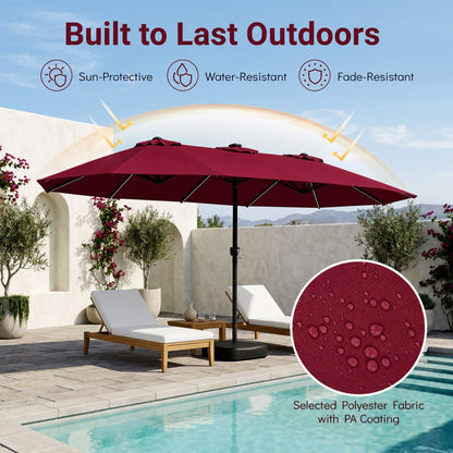 15.5’ Patio Umbrella with Solar LED Lights and Base