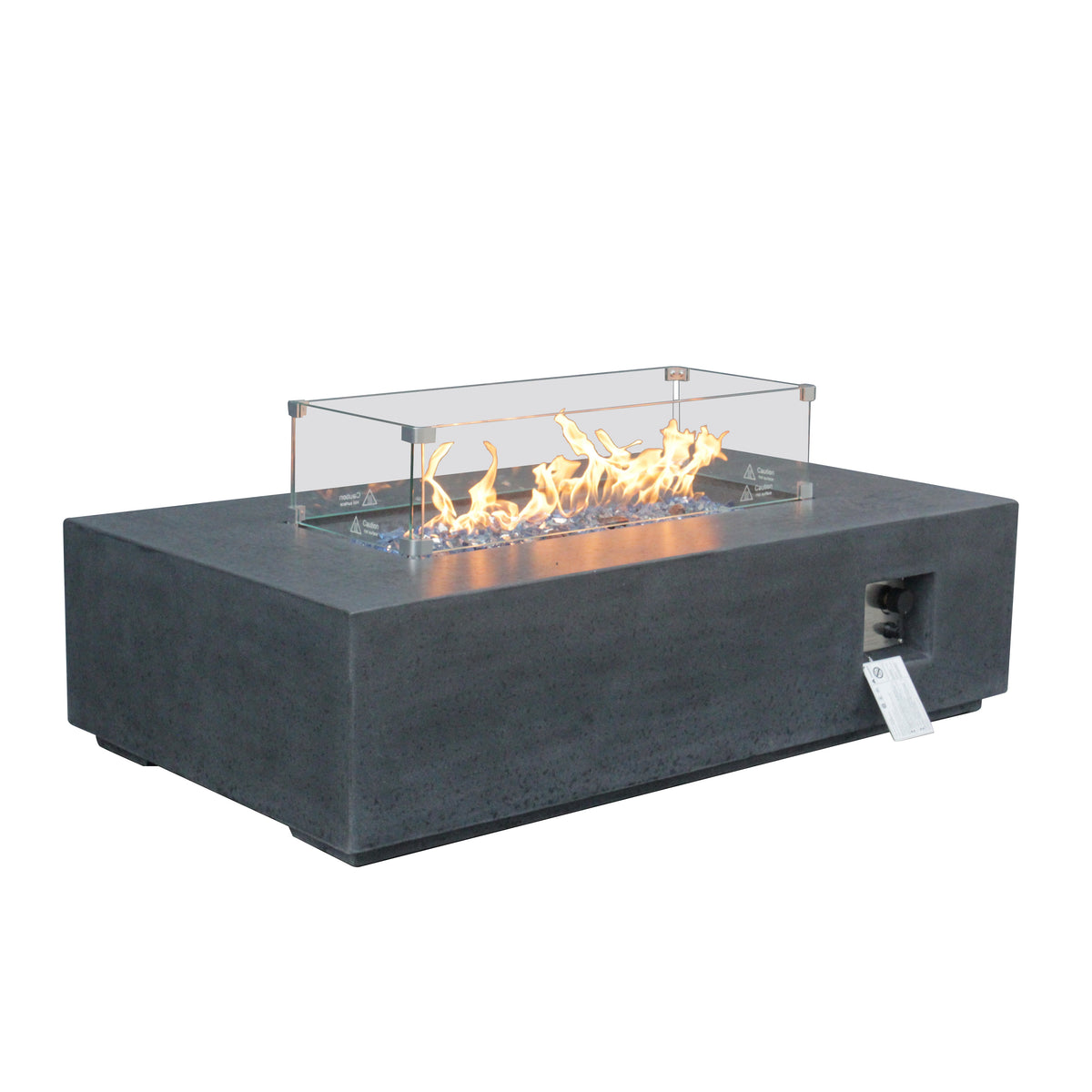 52" Rectangular Propane Fire Pit Table – Concrete, Dark Gray