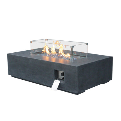 52" Rectangular Propane Fire Pit Table – Concrete, Dark Gray