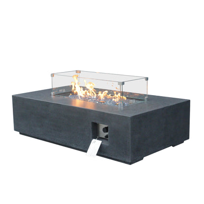 52" Rectangular Propane Fire Pit Table – Concrete, Dark Gray