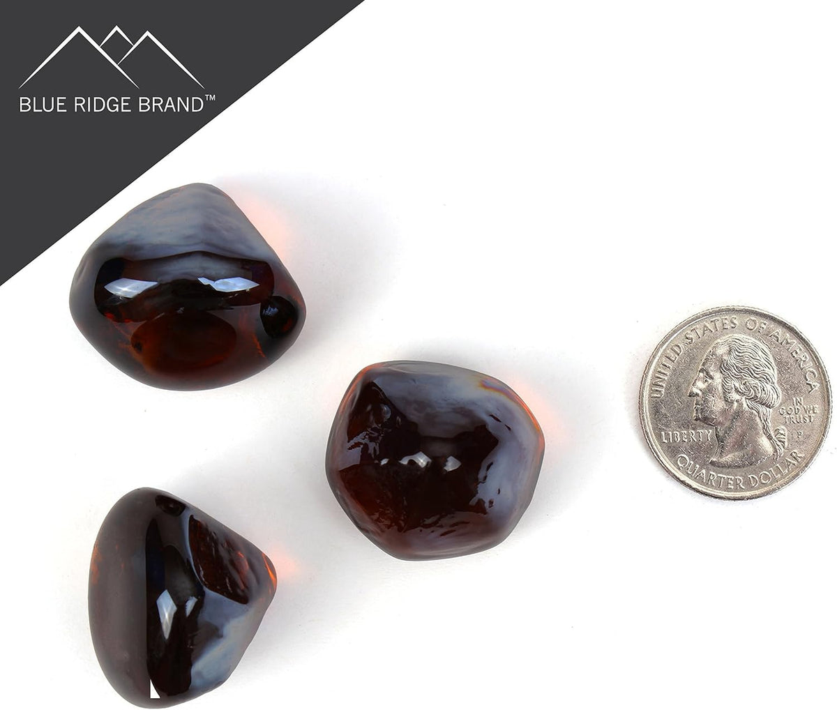 Fire Pit Glass Diamonds for Fire Pits (Amber, 50 Lb)