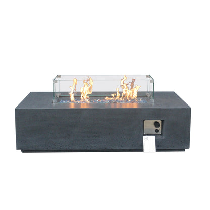 52" Rectangular Propane Fire Pit Table – Concrete, Dark Gray